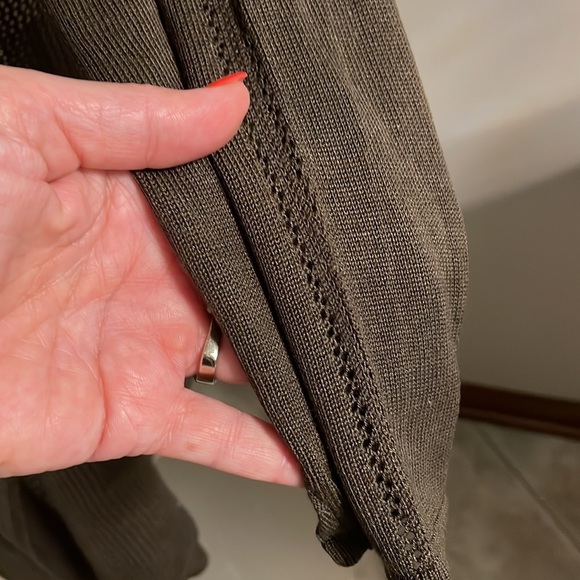 MAGASCHONI woman’s plus cascade open cardigan open knit accent army green 1X - Picture 4 of 10